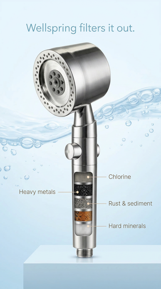 WellSpring Filtered Showerhead — Reduces Hair Shedding & Dry Skin